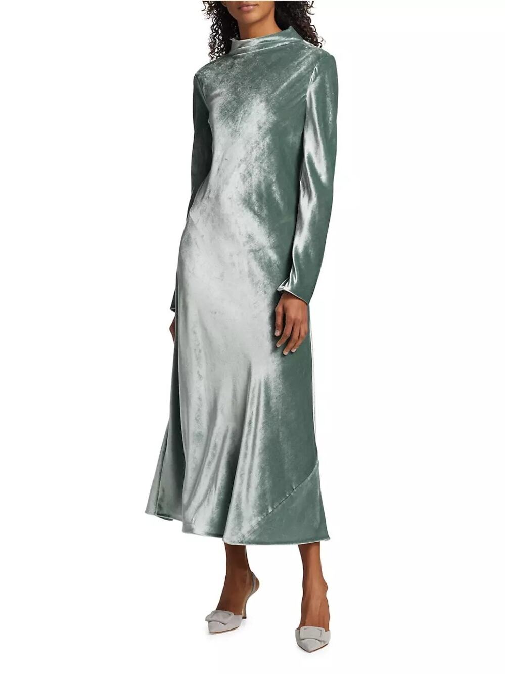 NWOT Vince Velvet Tie Mock Neck Long Sleeve Maxi Dress